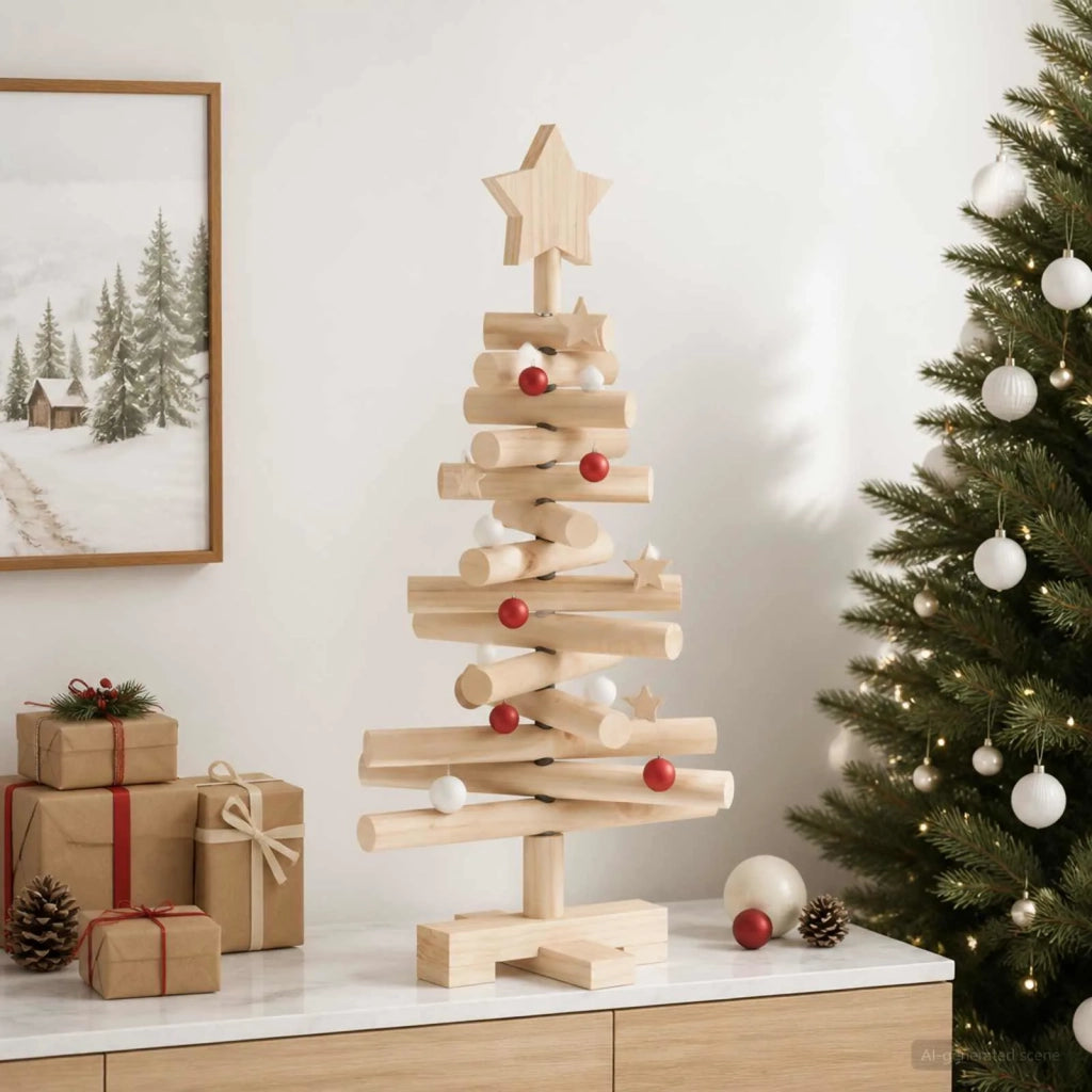 Albero di Natale in legno KOTKA 60 cm Legno Massello di Pino 42051515