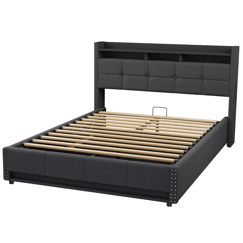 Letto contenitore 140x200 cm, colore grigio
