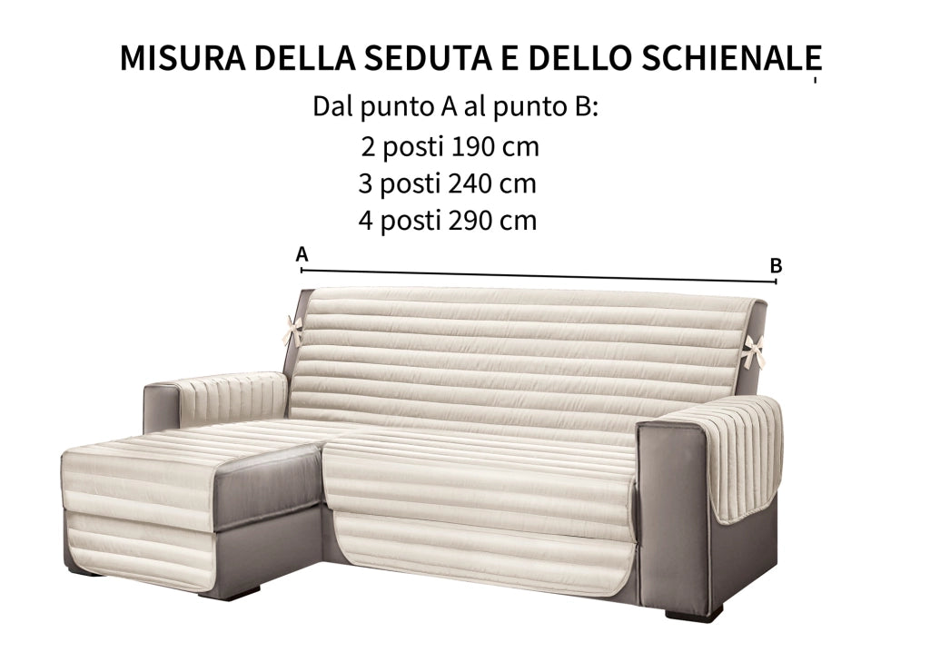Copridivano Trapuntato con Penisola Destra o Sinistra  Panna - 290 penisola sinistra
