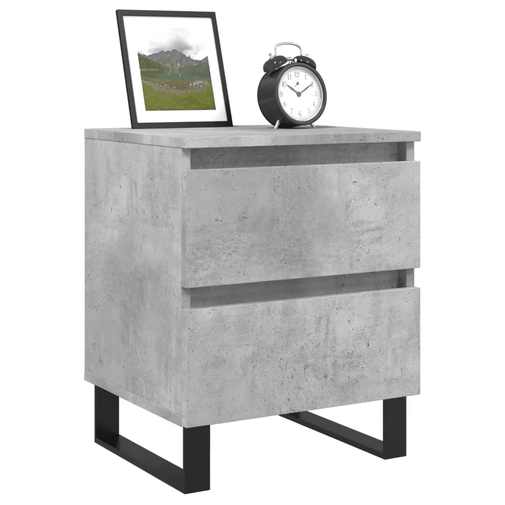 Comodino | Armadio da Notte | Mobiletto da notte Grigio Cemento 40x35x50 cm in Legno Multistrato