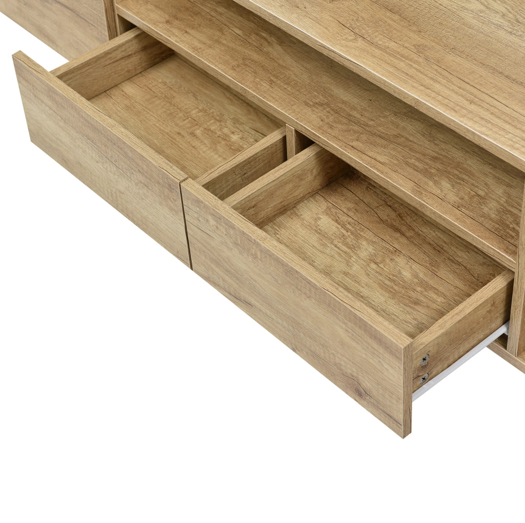 Mobile TV 200 cm con LED multicolore in MDF e truciolare bianco lucido e color legno