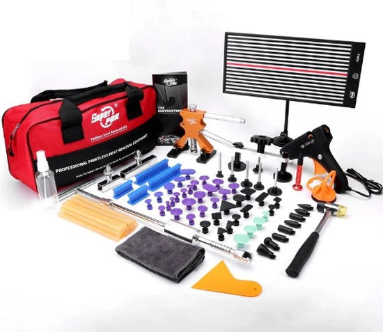 Kit di riparazione auto 60-delig - Incluso pistone applicatore e attrezzo di trazione - Per buchi da 3 a 10 cm