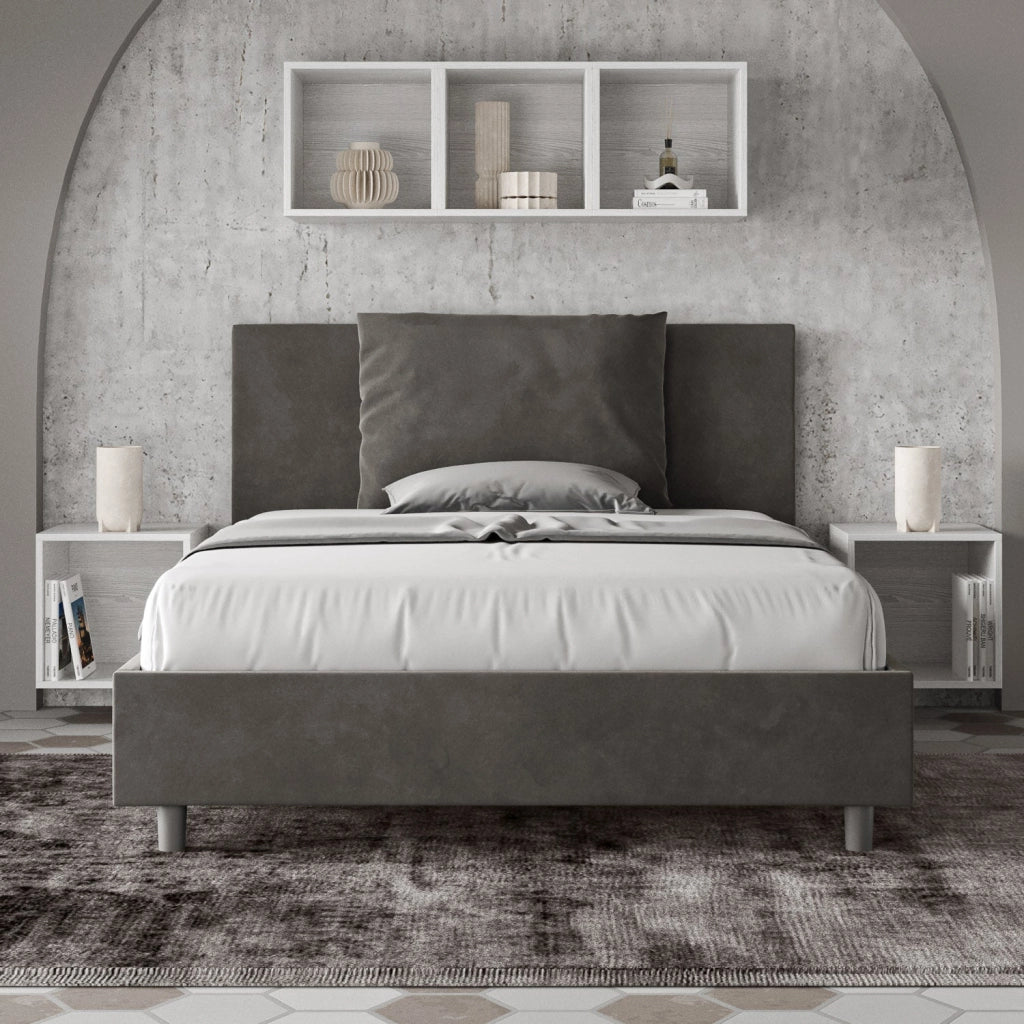 Letto Matrimoniale Extra Large 190x200 cm con Rete Antea Grigio