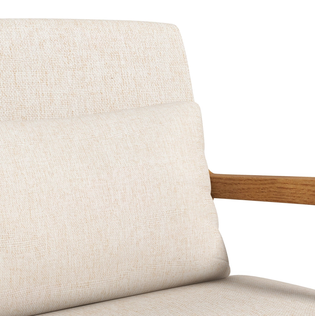 Sedia a dondolo imbottita ULEVR 64,5x92x81,5 cm con braccioli e supporto lombare rimovibile, bianco crema