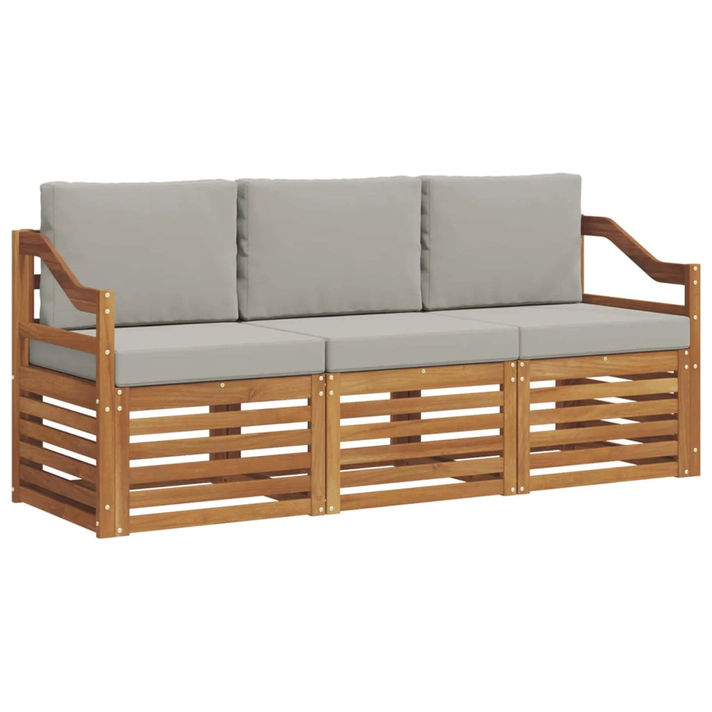 Set divani con cuscino 3 pcs Grigio Naturale e Chiaro 3374306