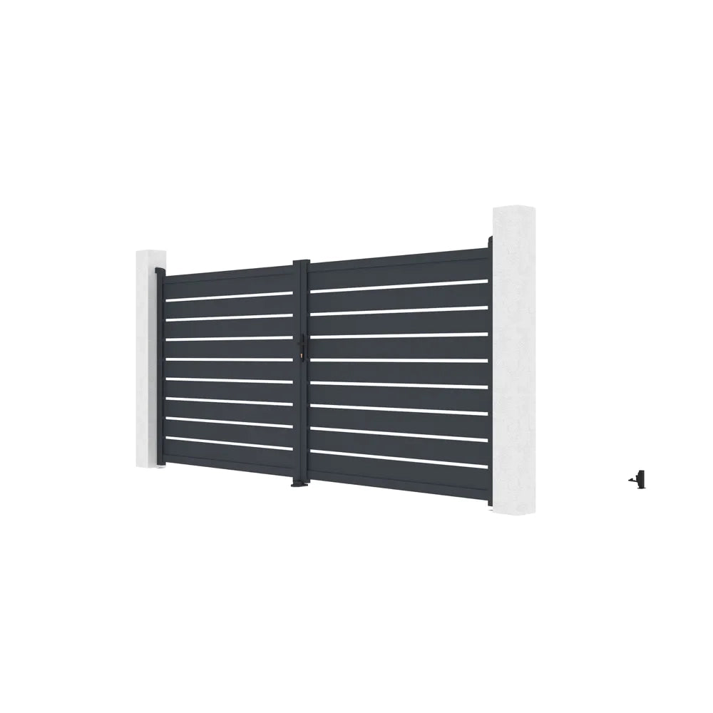 Cancello in alluminio doppia porta a battente 392x176cm grigio freddo