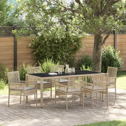 Set da Pranzo per Giardino 7 pcs Beige polyrattan 3334883