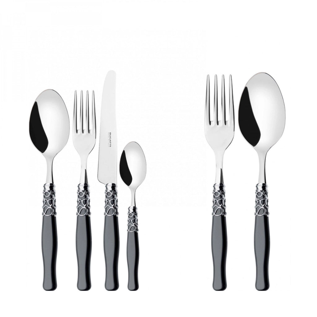 SELENE, Posate Set 50 Pz, Scatola Gallery, Casa Bugatti Ghiera: Cromata, Colore: Nero