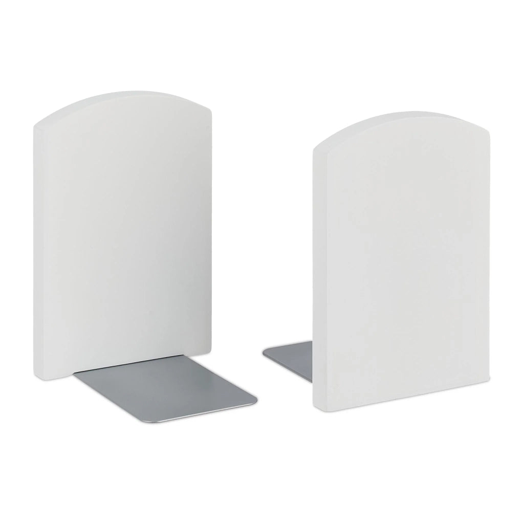 Set di 2 fermalibri moderni design essenziale scrivania 20 x 10 x 18 cm in bambù bianco 13_0014442