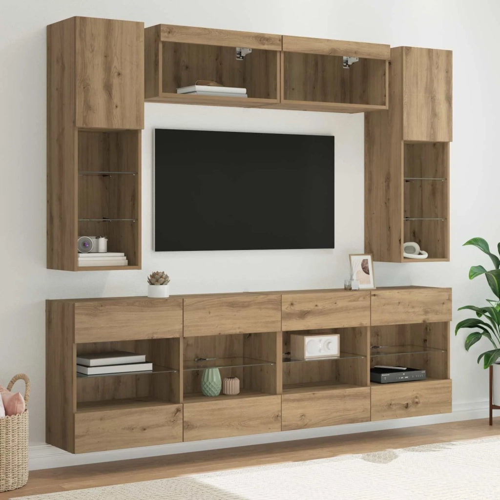 Set di Mobiletto da TV a Parete 6 pcs Rovere Artigianale 3402996