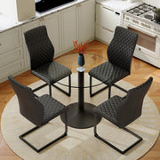 Set tavolo da pranzo rotondo in vetro temperato con 4 sedie nere in similpelle