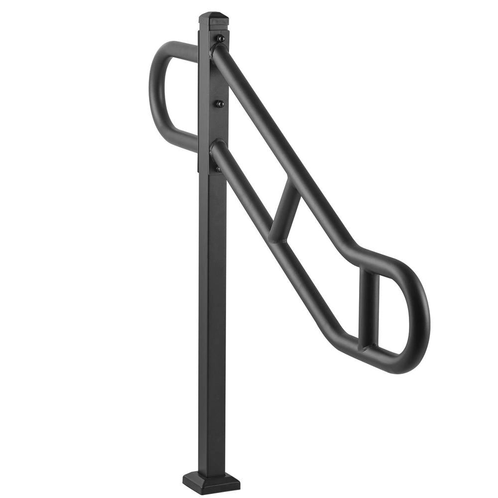 Corrimano Esterno 1029x900mm Piegato Metallo 1-3 Gradini Acciaio Carbonio 2 Barre Antiscivolo Garage Scale