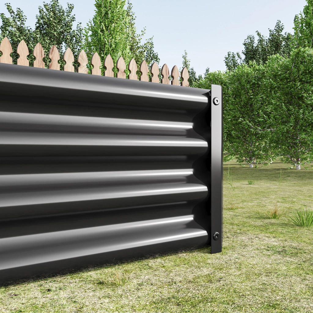 Hochbeet in metallo 180 x 91 x 30 cm, struttura zincata senza fondo, colore nero