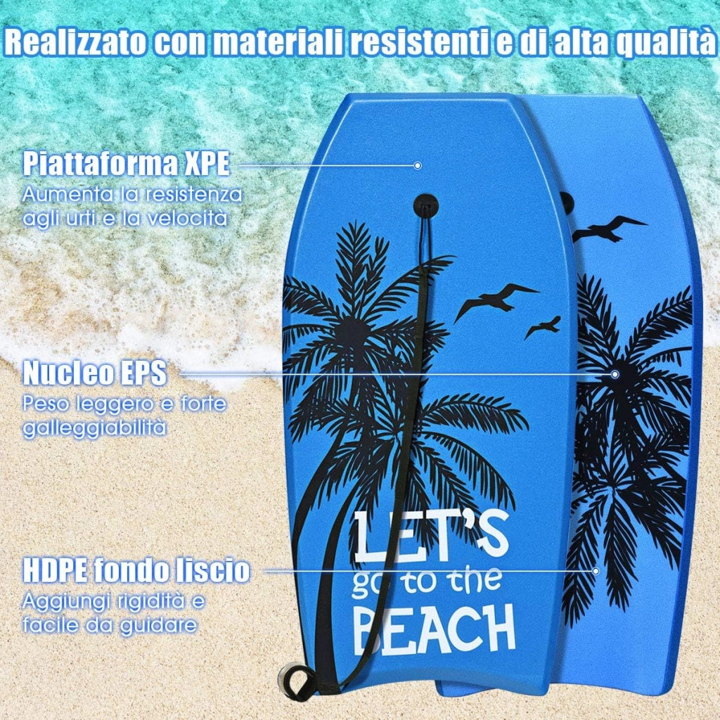 Tavola da Surf 41", Tavola Surf Bambini e Adulti in XPE, EPS e HDPE, Tavoletta Mare con Leash per Polso, Portata 85 kg