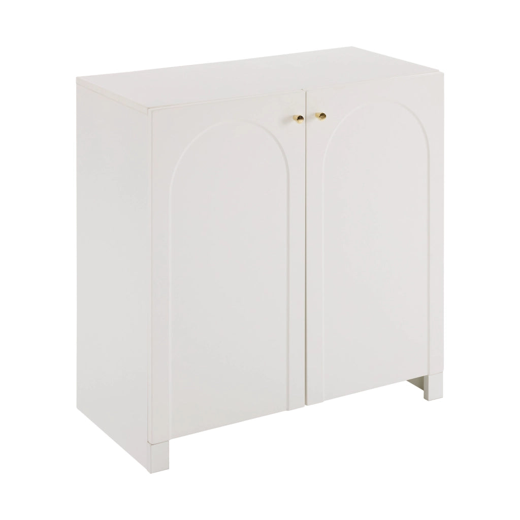 Credenza con 2 ante motivo ad arco maniglie dorate per camera da letto in pannello di particelle bianco 80 × 40 × 80 cm