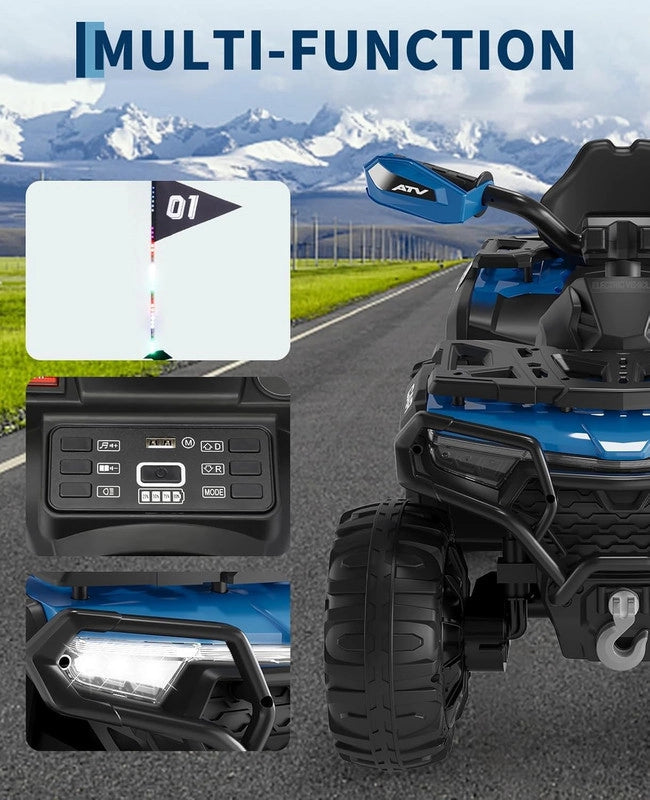Quad Elettrico Fuoristrada 12V per Bambini con Telecomando; Sospensioni; Bluetooth e Luci LED; 3-8 Anni