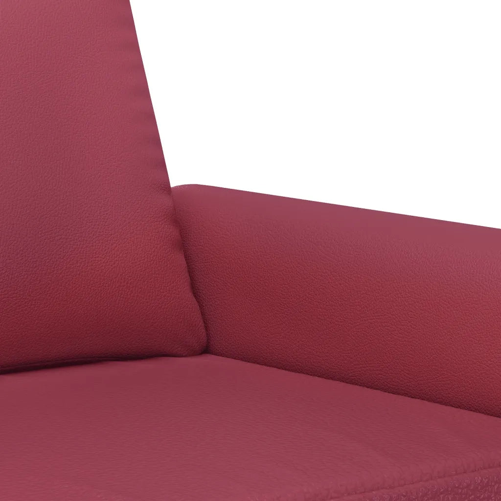 Set di Divani 3 pz con Cuscini Rosso Vino in Similpelle