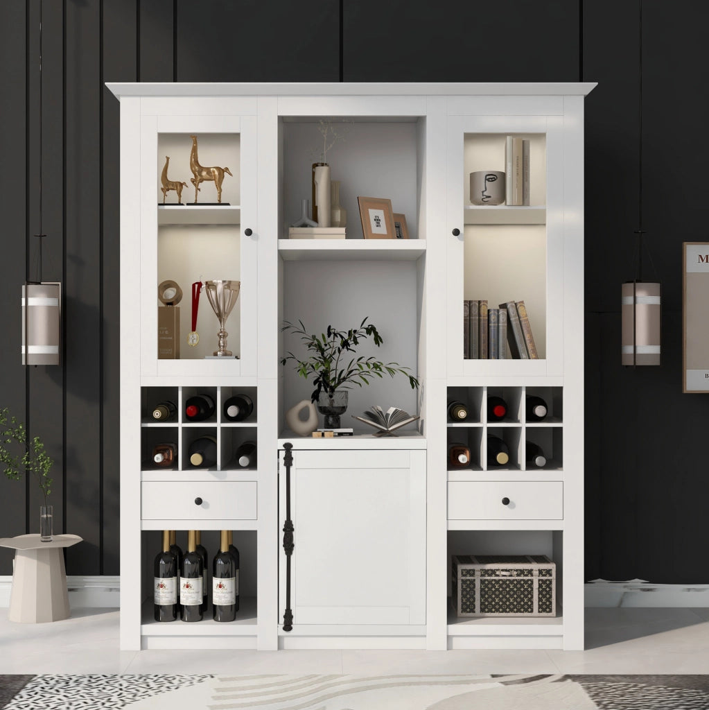 Vetrina bianca a 2 ante con LED 16 colori; 143x45;5x170 cm; MDF
