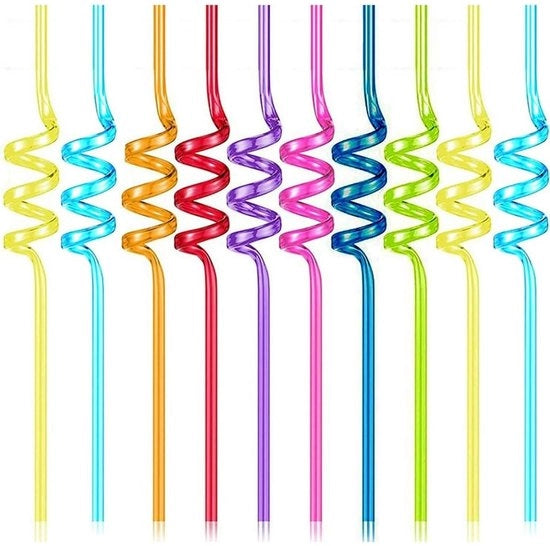 Rietti Spiralati in Plastica Reutilizzabile - 10 Pezzi - Decorazioni per Feste per Bambini - Design a Spirale
