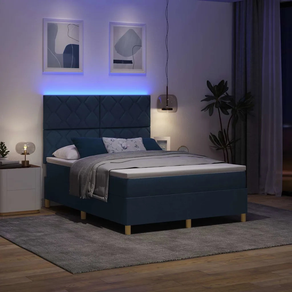 Letto a molle con materasso Blu 140 x 190 cm Tessuto 3343179