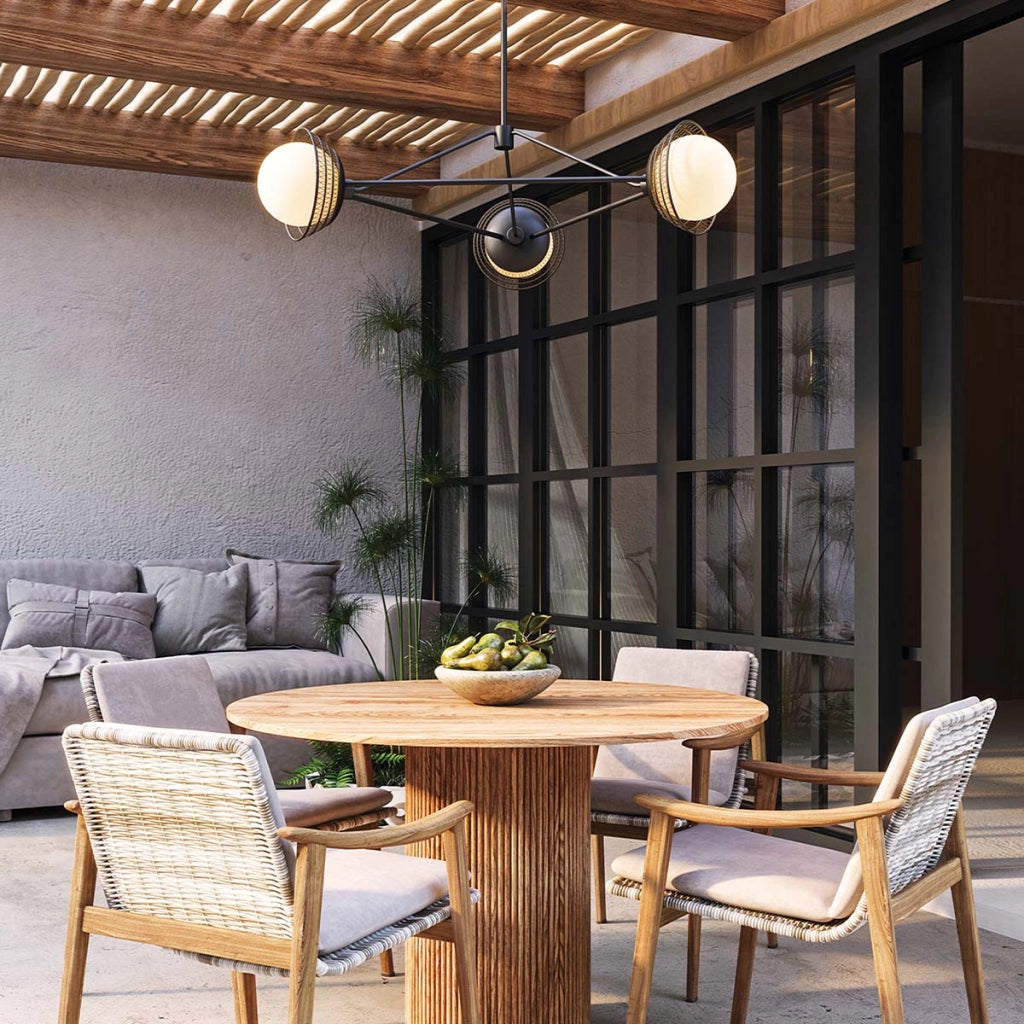 Lampada a sospensione boho Perth Alora Mood nera 3xE14