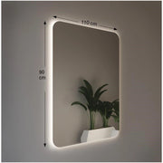 Specchio da Parete Retroilluminato a LED 110X90 spessore 4 mm,cm con Angoli Raggiati