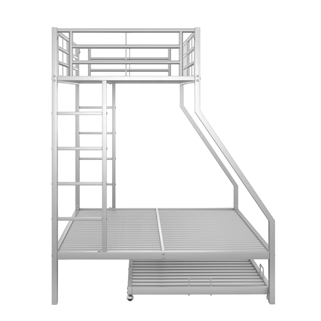 Letto a castello 90 × 200 e 140 × 200 cm con letto estraibile 90 × 190 cm scale su due lati in metallo con sponde