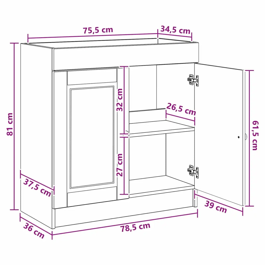 Mobiletto da Bagno | Armadio da bagno sotto il lavello Nero 78,5 x 37,5 x 81 cm