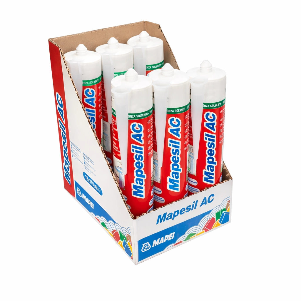 Mapei mapesil ac silicone acetico elastico resistente alla muffa 310 ml 6 pezzi *** colore- lilla chiaro - 163, confe...