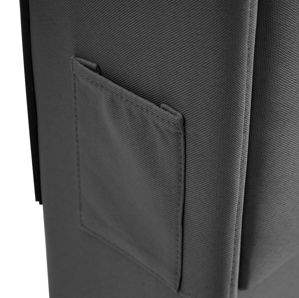 Letto imbottito 180x200 cm con contenitore idraulico, LED e materasso, rivestimento in lino grigio