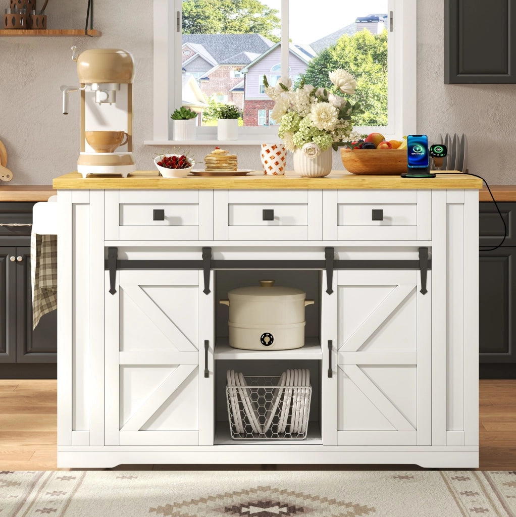 Isola da cucina mobile in MDF con ripiano pieghevole, 130×50(80)×87 cm, con ruote e prese integrate
