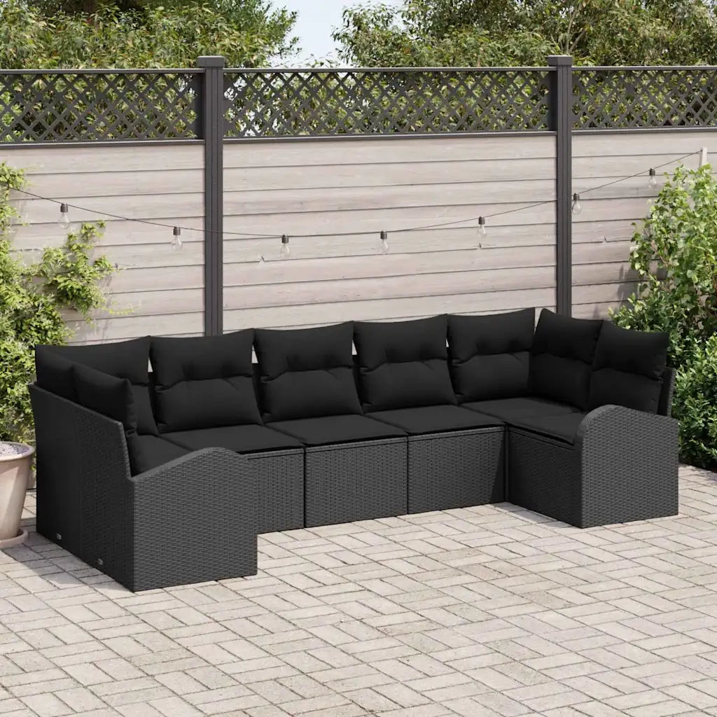 Set Divano da Giardino 7 pcs Nero Rattan in Polipropilene 3346193