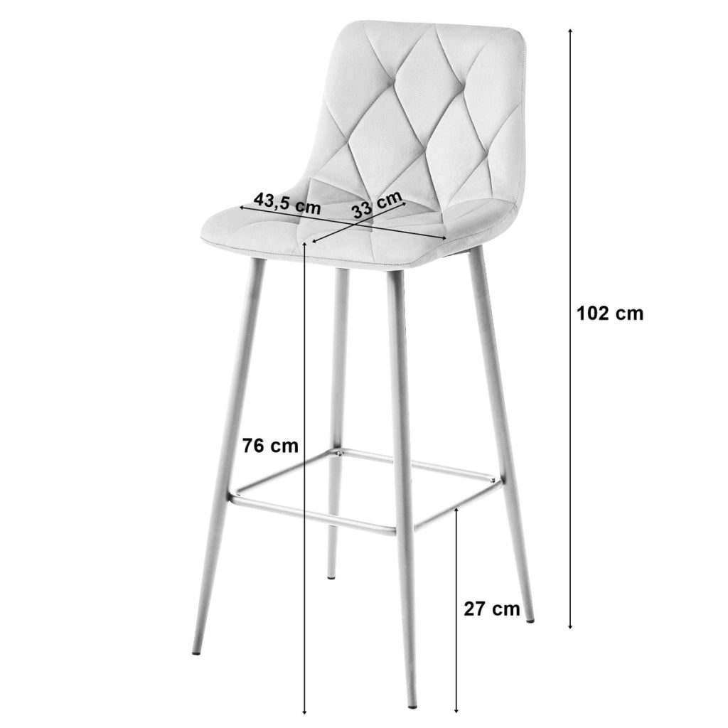 Sgabello da bar NADO in velluto beige e gambe dorate