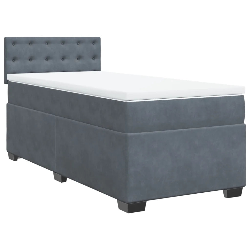Giroletto a Molle con Materasso Grigio Scuro 90x200 cm Velluto 3288511