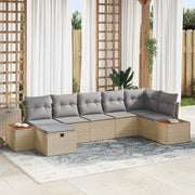 Set Divano da Giardino con cuscino 8 pcs Beige polyrattan
