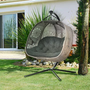 Poltrona sospesa doppia 132x126x172 cm pieghevole in acciaio sabbia