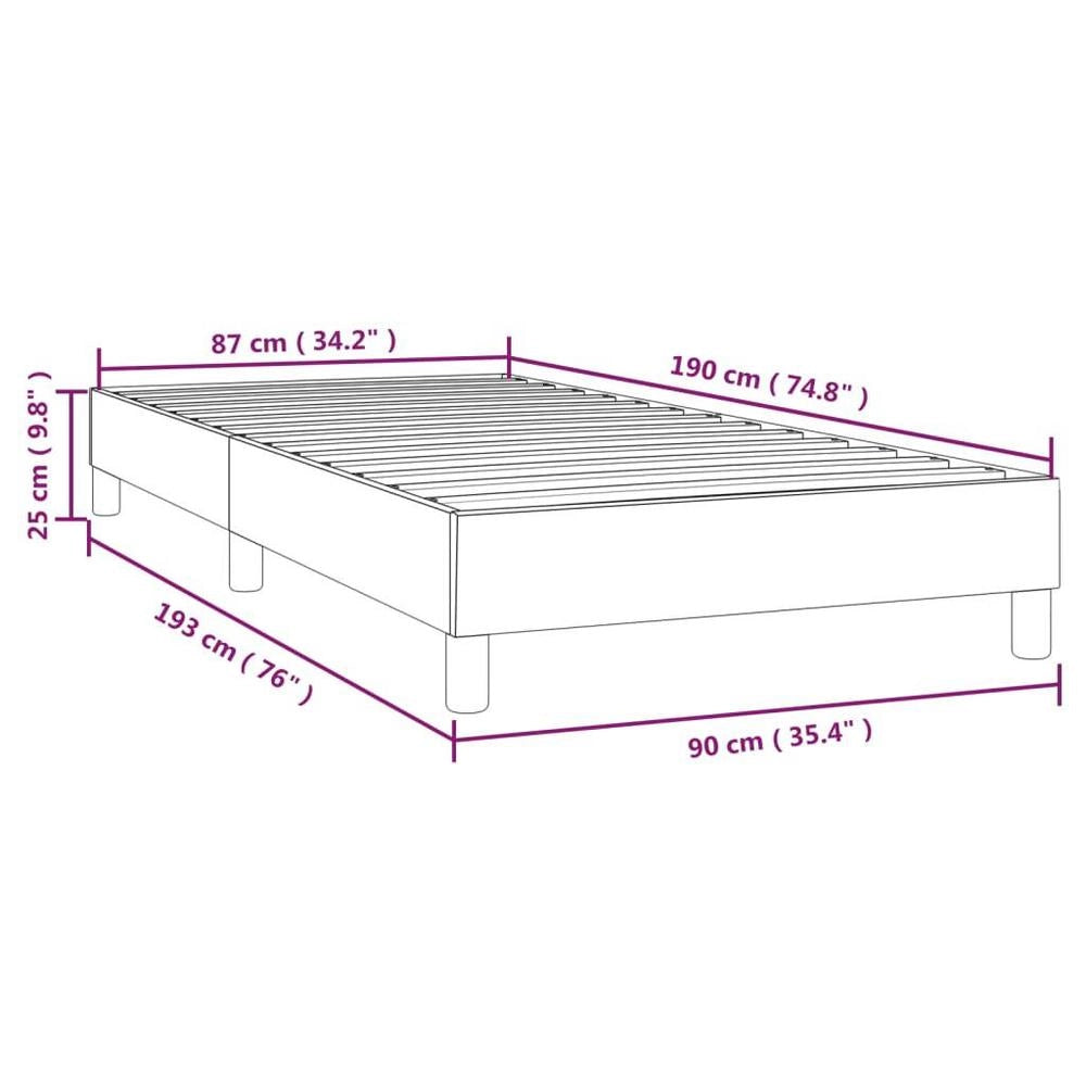 Box Spring Bed Frame, Dark Grey, 90x190 Cm, Velvet