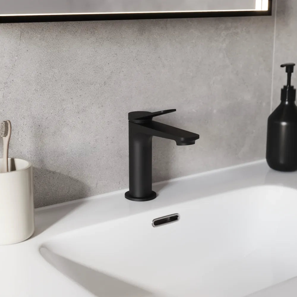Set miscelatori: lavabo bidet senza scarico e incasso doccia monocomando nero opaco | Anne