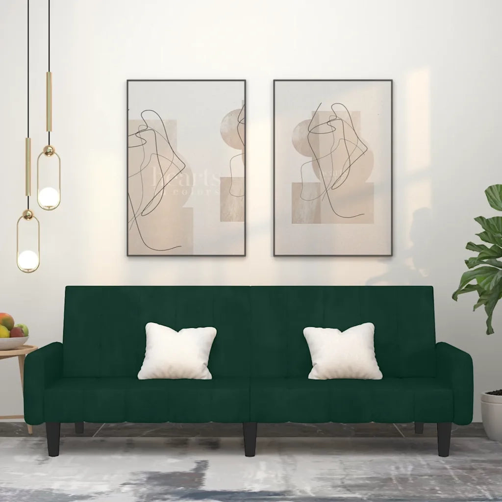 Divano Letto a 2 Posti-Sofa Letto 2 Posti-Daybed Verde Scuro in Velluto 771433
