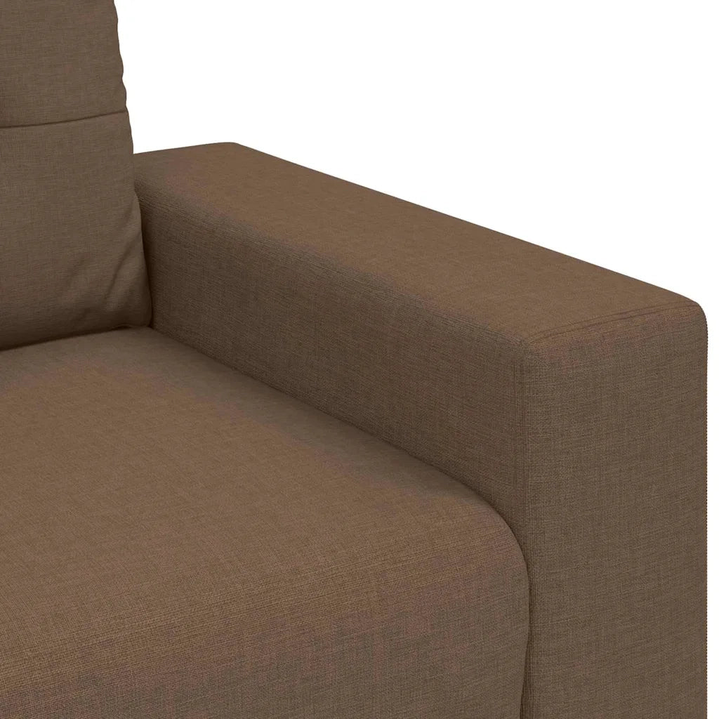 Divano 3 pz Marrone Tessuto misto lino 3324632