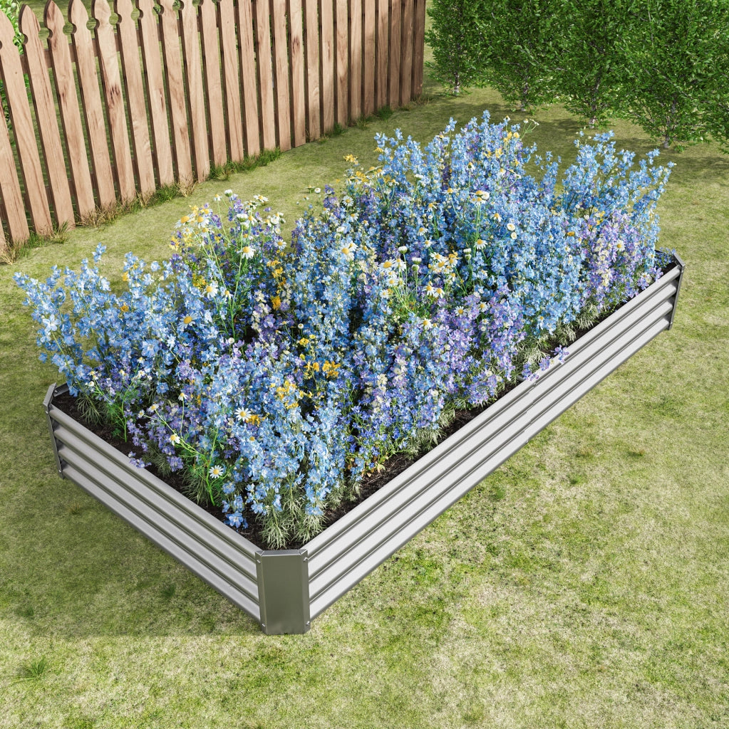 Aiola rialzata in acciaio zincato 232x113,5x30 cm, senza fondo, ideale per orto, erbe aromatiche e fiori