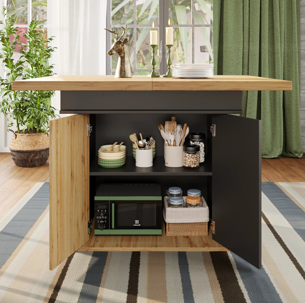 Tavolo da pranzo estensibile 110-140 x 80 x 75 cm MDF nero e legno