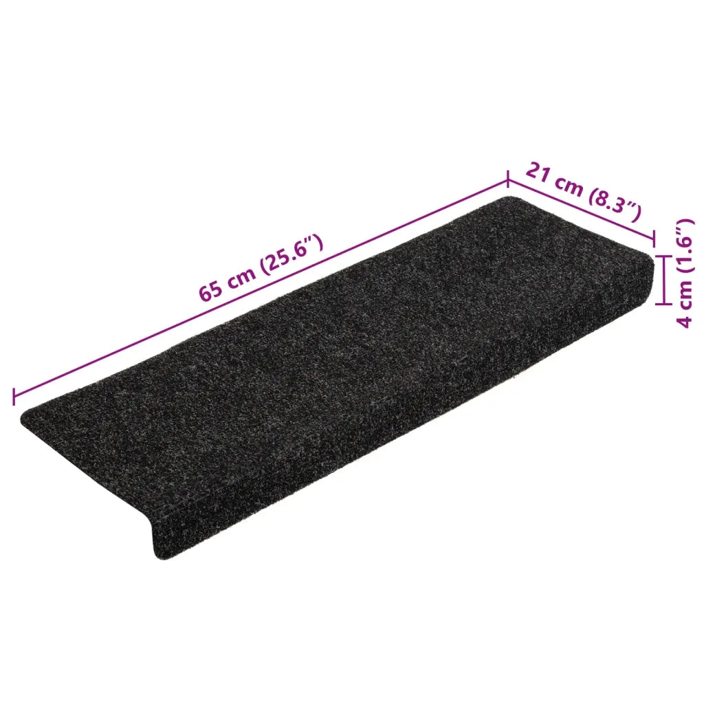 Tappetini per scale autoadesivi 5 pz | Gradini per Scale 65x21x4 cm neri con bordo rettangolare
