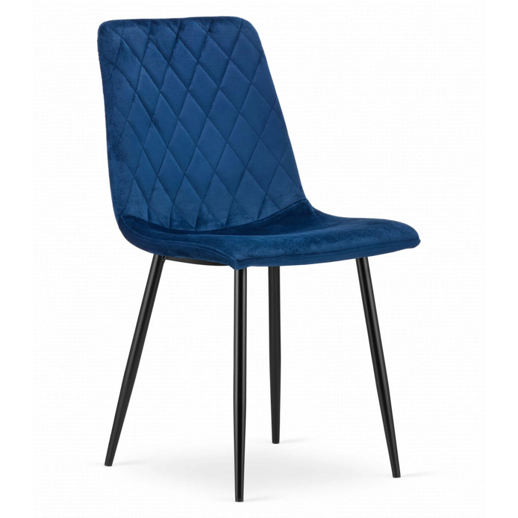 Set di 2 sedie Turin in velluto blu notte e metallo