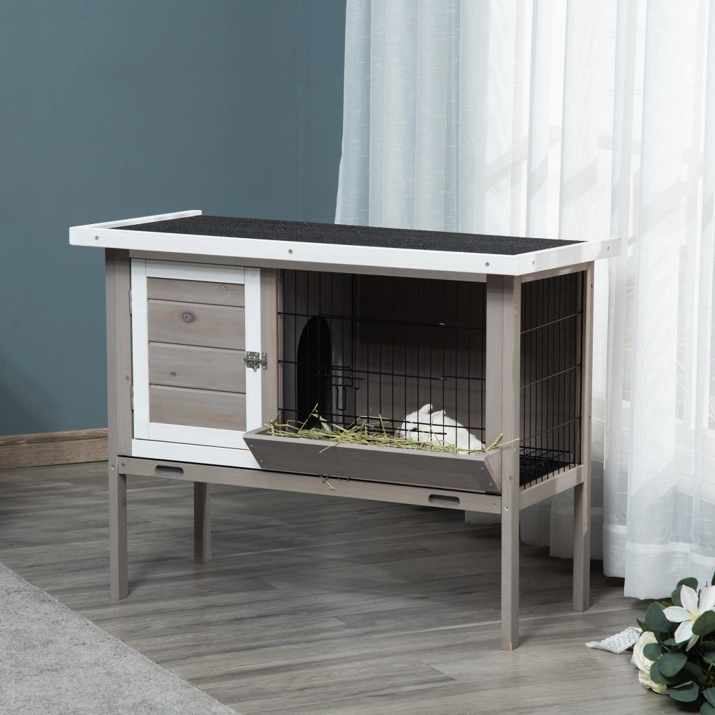 Coniglio Gabbia in Legno con Tetto ¨C Minimal ¨C 91x46x71 cm Grigio