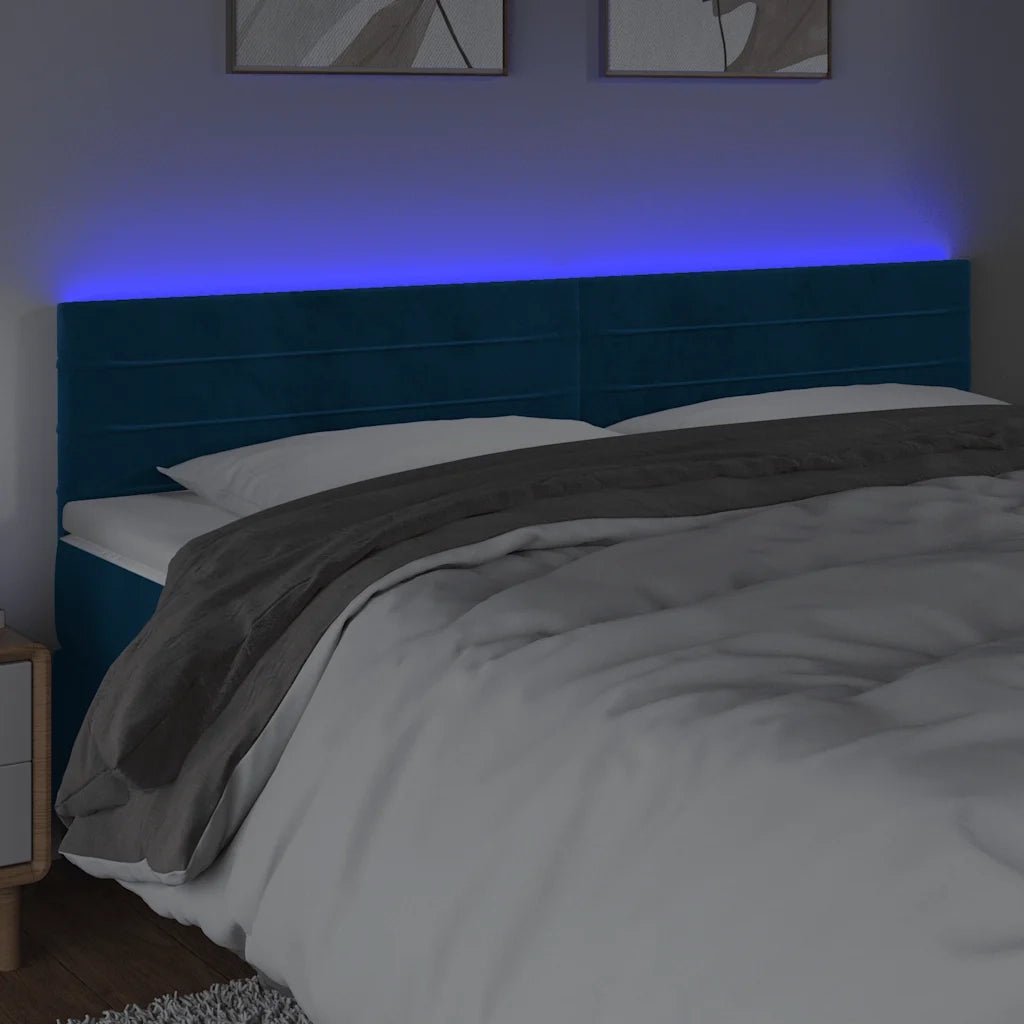 Testiera a LED Blu scuro 160x5x78/88 cm in Tessuto 3121810