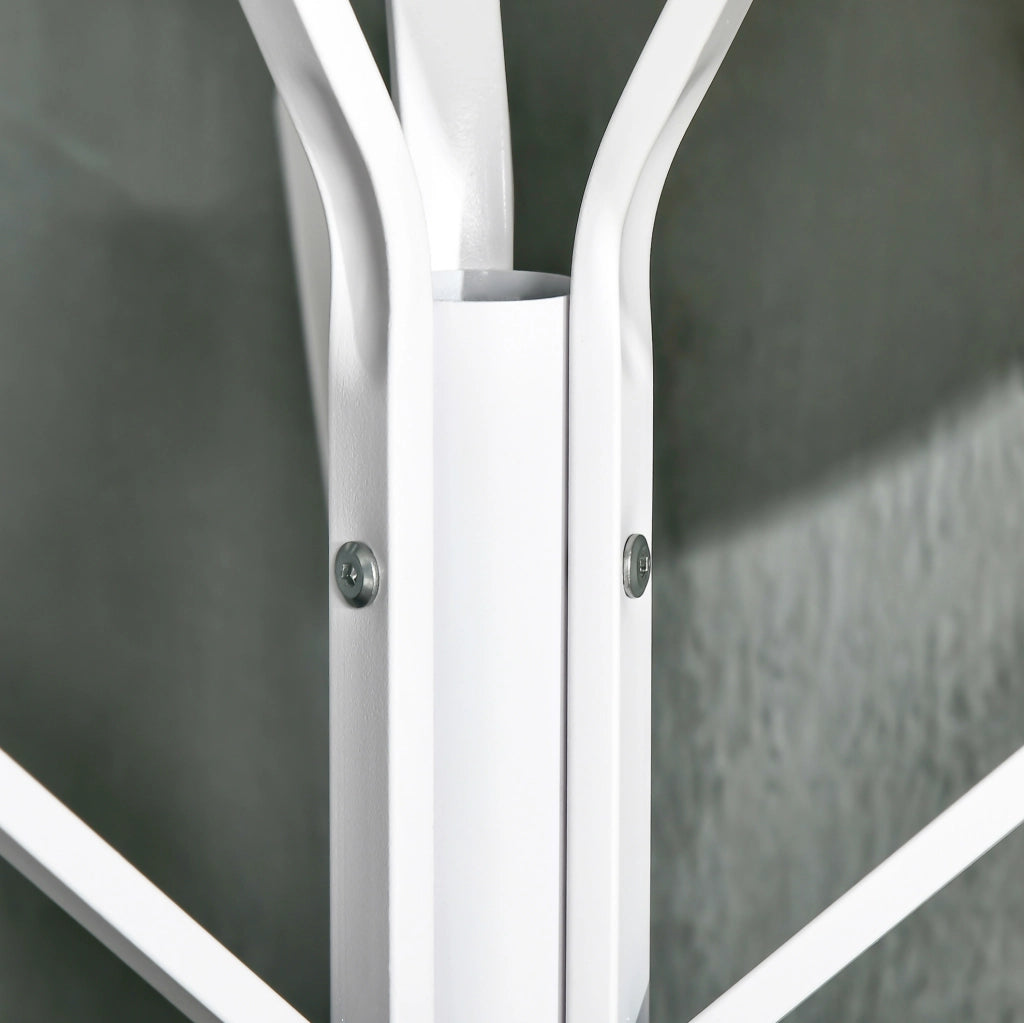 Appendiabiti in metallo bianco 45x45x180 cm con 3 barre e 8 ganci per ingresso