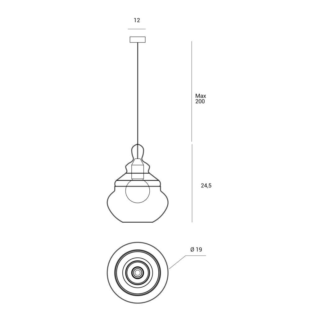 ADONE SOSPENSIONE 1 LUCE DIFFUSORE VETRO TRASPARENTE ATTACCO E27