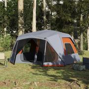 Tenda Campeggio 10 Persone-Tenda per Escursionismo Grigio e Arancione Impermeabile