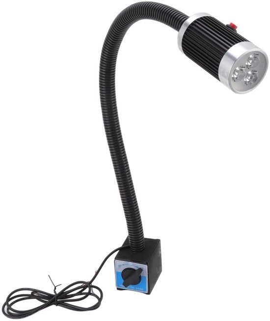 Lampada di lavoro - Base magnetica - Collo flessibile in forma di zampone di anatra - LED - 24V 9W - Illuminazione industriale - Adatta per ambienti di lavoro - In alluminio inox